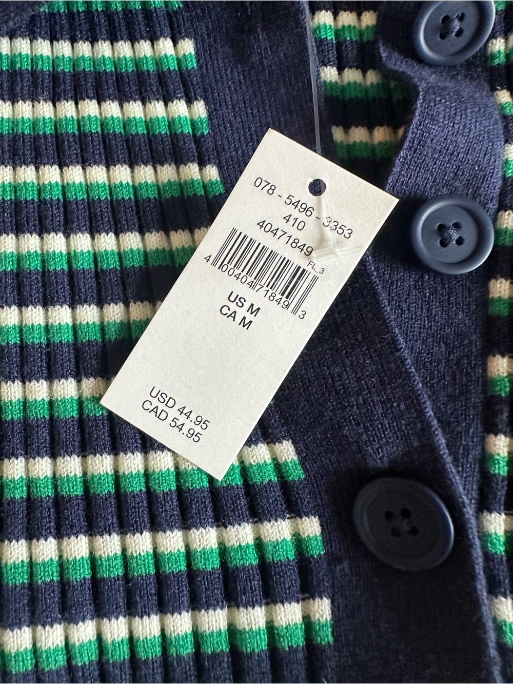 aerie Navy, Green & White Striped Ribbed Polo Tee - Picture 5 of 6